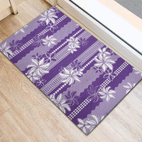 Hawaii Kakau Tribal Rubber Doormat With Purple Tiare LT05 - Polynesian Pride