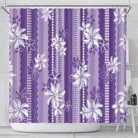 Hawaii Kakau Tribal Shower Curtain With Purple Tiare LT05 - Polynesian Pride