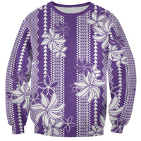 Hawaii Kakau Tribal Sweatshirt With Purple Tiare LT05 Unisex Purple - Polynesian Pride