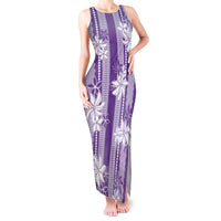 Hawaii Kakau Tribal Tank Maxi Dress With Purple Tiare LT05 Women Purple - Polynesian Pride