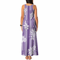 Hawaii Kakau Tribal Tank Maxi Dress With Purple Tiare LT05 - Polynesian Pride