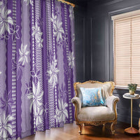 Hawaii Kakau Tribal Window Curtain With Purple Tiare LT05 - Polynesian Pride