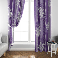 Hawaii Kakau Tribal Window Curtain With Purple Tiare LT05 - Polynesian Pride