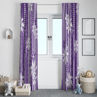Hawaii Kakau Tribal Window Curtain With Purple Tiare LT05 - Polynesian Pride