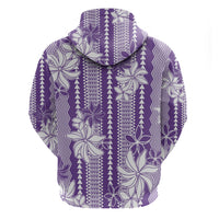 Hawaii Kakau Tribal Zip Hoodie With Purple Tiare