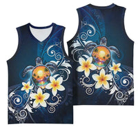 Hawaii Honu Basketball Jersey Polynesian Curves Plumeria - Polynesian Pride