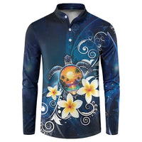 Hawaii Honu Button Sweatshirt Polynesian Curves Plumeria - Polynesian Pride