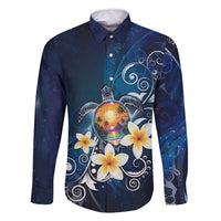 Hawaii Honu Family Matching Long Sleeve Bodycon Dress and Hawaiian Shirt Polynesian Curves Plumeria - Polynesian Pride