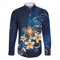 Hawaii Honu Family Matching Off The Shoulder Long Sleeve Dress and Hawaiian Shirt Polynesian Curves Plumeria - Polynesian Pride