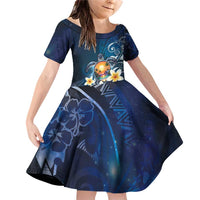 Hawaii Honu Family Matching Off Shoulder Short Dress and Hawaiian Shirt Polynesian Curves Plumeria - Polynesian Pride