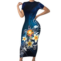 Hawaii Honu Family Matching Short Sleeve Bodycon Dress and Hawaiian Shirt Polynesian Curves Plumeria - Polynesian Pride