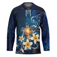 Hawaii Honu Hockey Jersey Polynesian Curves Plumeria LT05 Unisex Navy - Polynesian Pride