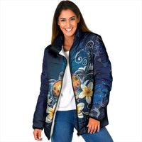 Hawaii Honu Padded Jacket Polynesian Curves Plumeria - Polynesian Pride