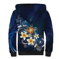 Hawaii Honu Sherpa Hoodie Polynesian Curves Plumeria - Polynesian Pride