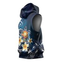 Hawaii Honu Sleeveless Hoodie Polynesian Curves Plumeria - Polynesian Pride