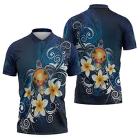 Hawaii Honu Zipper Polo Shirt Polynesian Curves Plumeria LT05 - Polynesian Pride