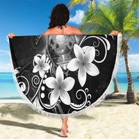 Hawaii Honu Beach Blanket Polynesian Curves Plumeria Grayscale - Polynesian Pride