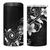 Hawaii Honu 4 in 1 Can Cooler Tumbler Polynesian Curves Plumeria Grayscale - Polynesian Pride