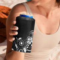 Hawaii Honu 4 in 1 Can Cooler Tumbler Polynesian Curves Plumeria Grayscale - Polynesian Pride