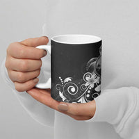 Hawaii Honu Ceramic Mug Polynesian Curves Plumeria Grayscale - Polynesian Pride