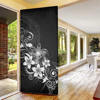 Hawaii Honu Door Cover Polynesian Curves Plumeria Grayscale - Polynesian Pride