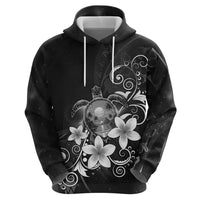 Hawaii Honu Hoodie Polynesian Curves Plumeria Grayscale - Polynesian Pride