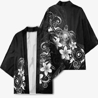 Hawaii Honu Kimono Polynesian Curves Plumeria Grayscale - Polynesian Pride