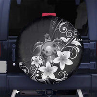 Hawaii Honu Spare Tire Cover Polynesian Curves Plumeria Grayscale - Polynesian Pride