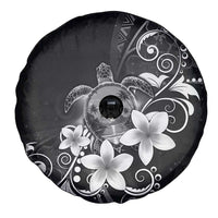 Hawaii Honu Spare Tire Cover Polynesian Curves Plumeria Grayscale - Polynesian Pride