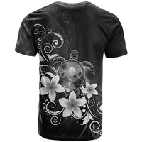 Hawaii Honu T Shirt Polynesian Curves Plumeria Grayscale - Polynesian Pride