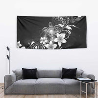 Hawaii Honu Tapestry Polynesian Curves Plumeria Grayscale - Polynesian Pride