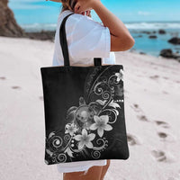 Hawaii Honu Tote Bag Polynesian Curves Plumeria Grayscale - Polynesian Pride