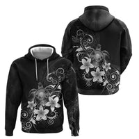 Hawaii Honu Zip Hoodie Polynesian Curves Plumeria Grayscale - Polynesian Pride