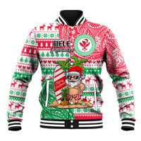 Hawaii Christmas Baseball Jacket Santa Claus Surf Mele Kalikimaka LT05 Unisex Red - Polynesian Pride
