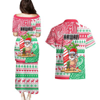 Hawaii Christmas Couples Matching Puletasi Dress and Hawaiian Shirt Santa Claus Surf Mele Kalikimaka LT05 - Polynesian Pride
