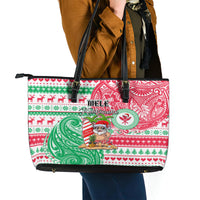 Hawaii Christmas Leather Tote Bag Santa Claus Surf Mele Kalikimaka LT05 - Polynesian Pride