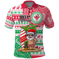 Personalized Hawaii Christmas Polo Shirt Santa Claus Surf Mele Kalikimaka LT05 Red - Polynesian Pride