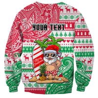 Personalized Hawaii Christmas Sweatshirt Santa Claus Surf Mele Kalikimaka LT05 - Polynesian Pride