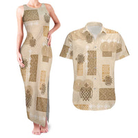 Vintage Lapita Couples Matching Tank Maxi Dress and Hawaiian Shirt Iconic Double Face Pattern Beige LT05 Beige - Polynesian Pride