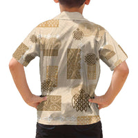 Vintage Lapita Family Matching Puletasi and Hawaiian Shirt Iconic Double Face Pattern Beige