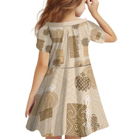 Vintage Lapita Family Matching Puletasi and Hawaiian Shirt Iconic Double Face Pattern Beige