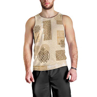 Vintage Lapita Men Tank Top Iconic Double Face Pattern Beige LT05 - Polynesian Pride