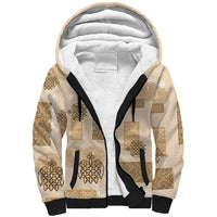 Vintage Lapita Sherpa Hoodie Iconic Double Face Pattern Beige LT05 Unisex Beige - Polynesian Pride
