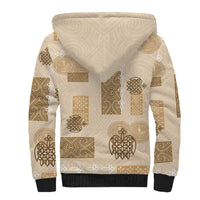Vintage Lapita Sherpa Hoodie Iconic Double Face Pattern Beige LT05 - Polynesian Pride