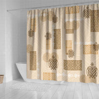 Vintage Lapita Shower Curtain Iconic Double Face Pattern Beige