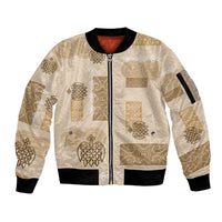 Vintage Lapita Sleeve Zip Bomber Jacket Iconic Double Face Pattern Beige