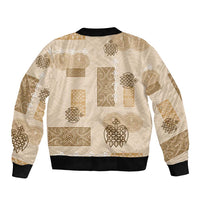 Vintage Lapita Sleeve Zip Bomber Jacket Iconic Double Face Pattern Beige