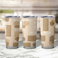Vintage Lapita Tumbler Cup Iconic Double Face Pattern Beige LT05 - Polynesian Pride