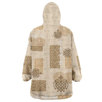 Vintage Lapita Wearable Blanket Hoodie Iconic Double Face Pattern Beige LT05 - Polynesian Pride