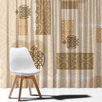 Vintage Lapita Window Curtain Iconic Double Face Pattern Beige LT05 - Polynesian Pride